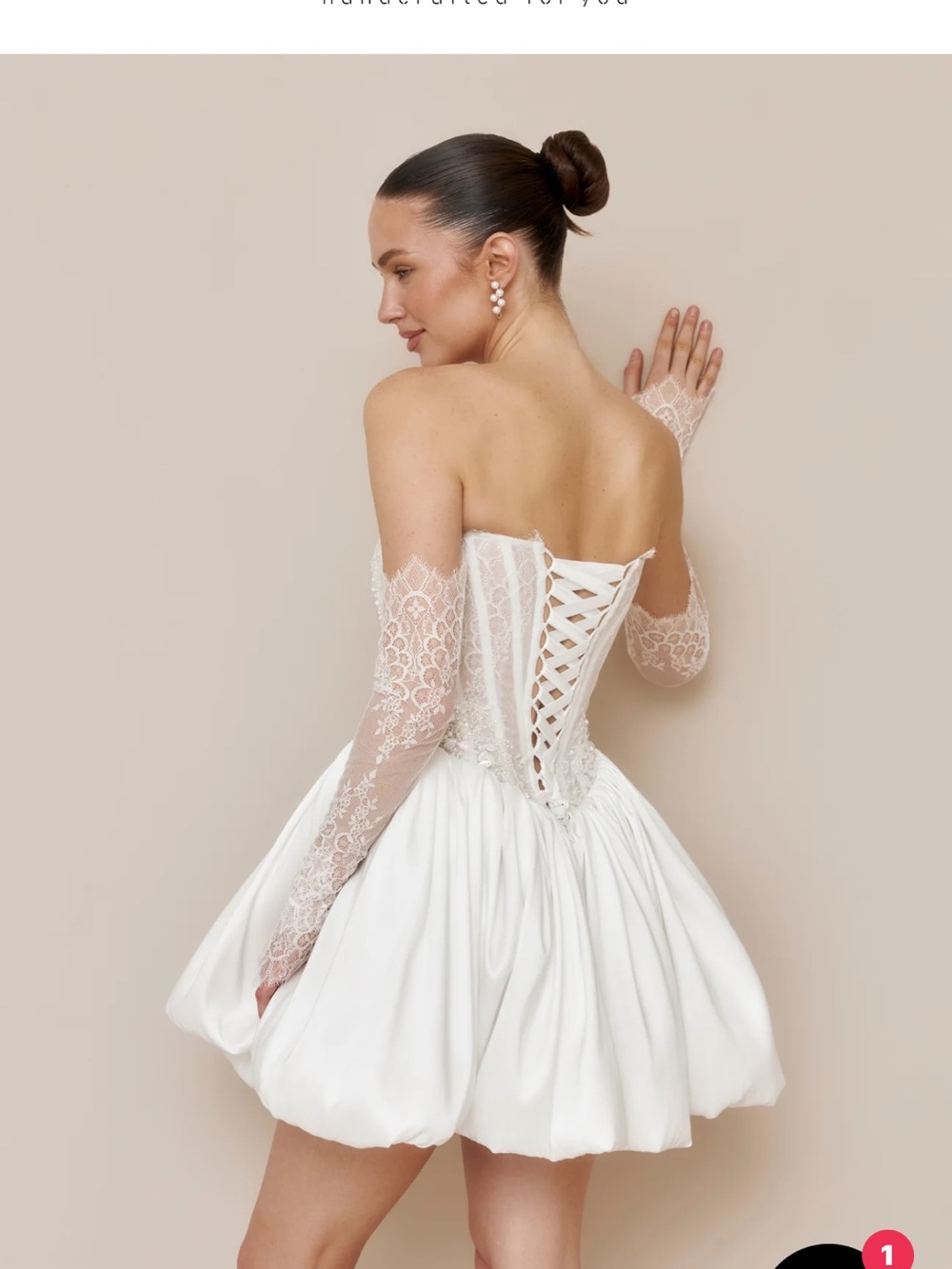 Strapless White Lace Corset Bubble-Hem Mini Dress